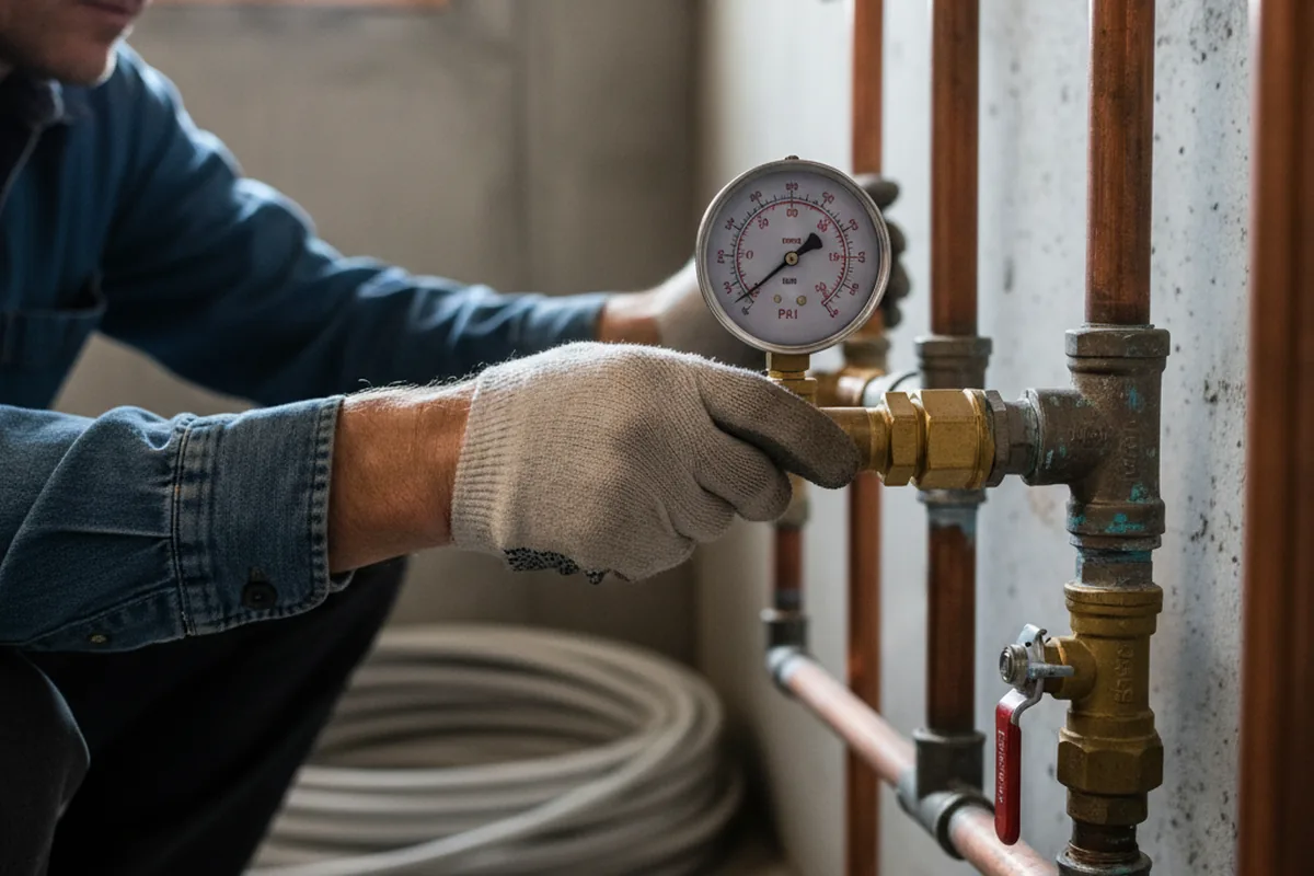 Pressure testing a repaired line during Water Line Repair in Tobyhanna